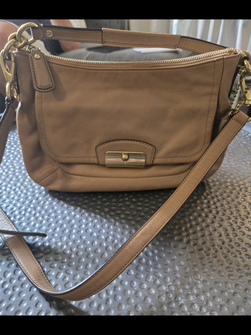 Coach Kristin Leather Convertible Hobo Shoulder Crossbody Bag — Tan